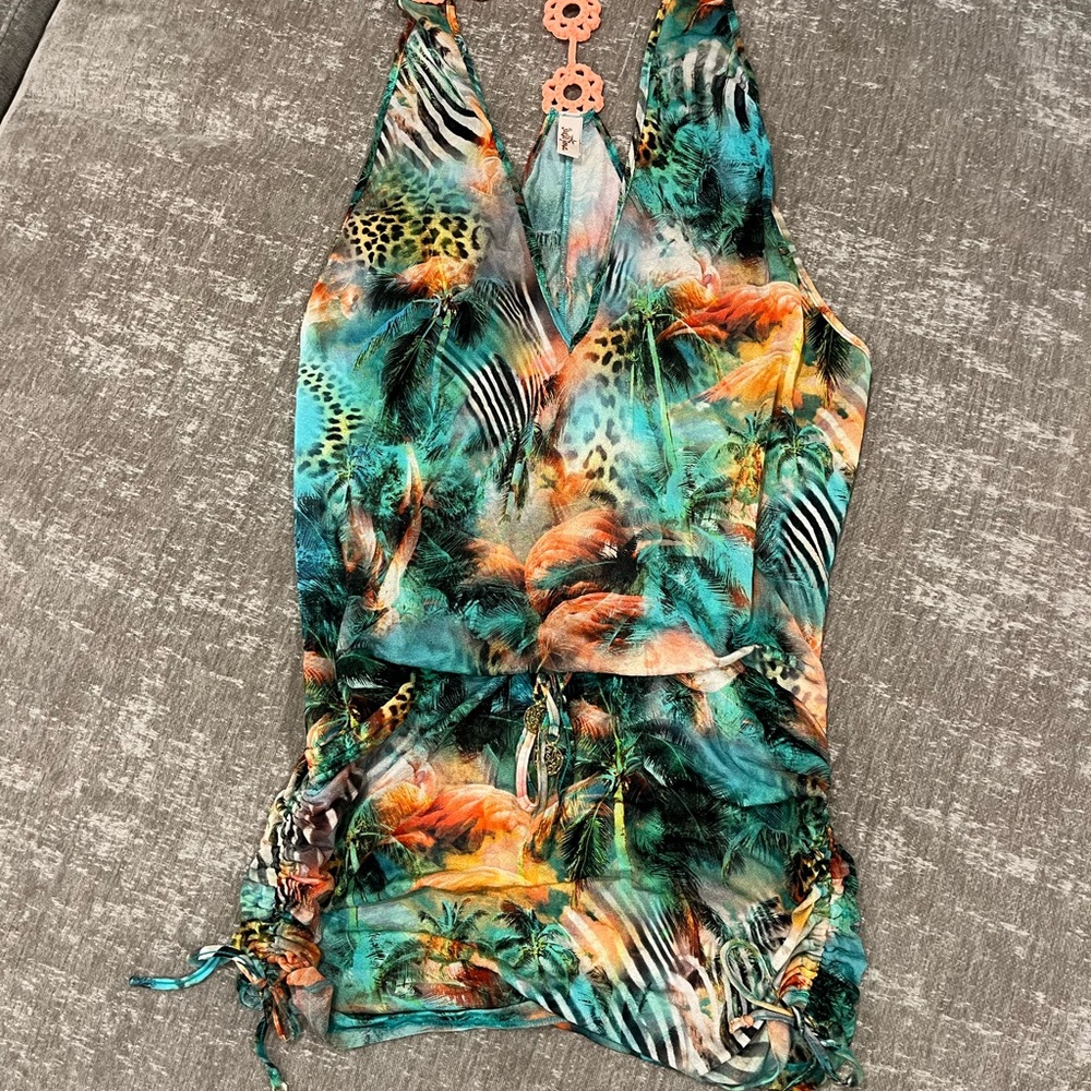 Tropical Print Bathing Suit Cover